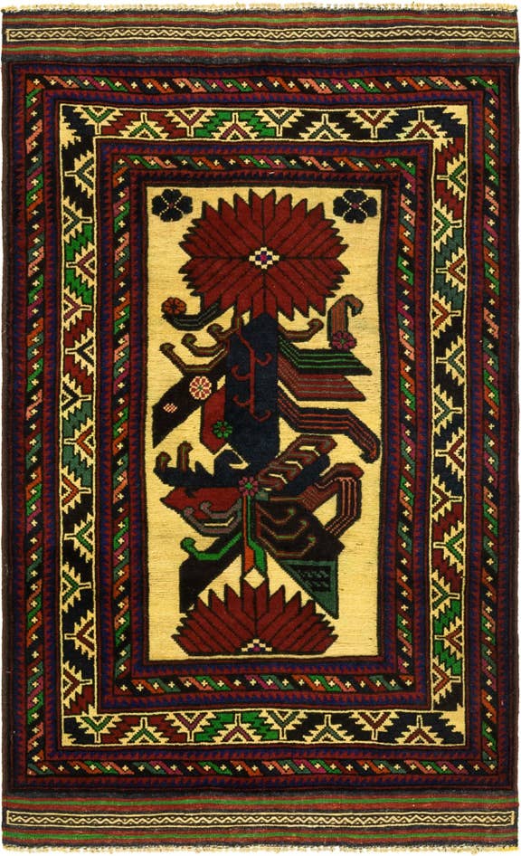 Detail image of 2' 10 x 4' 9 Hand Knotted Sumak Wool Rug