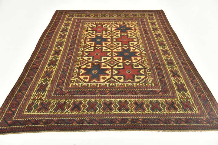 6' 4 x 8' 10 Hand Knotted Sumak Wool Rug