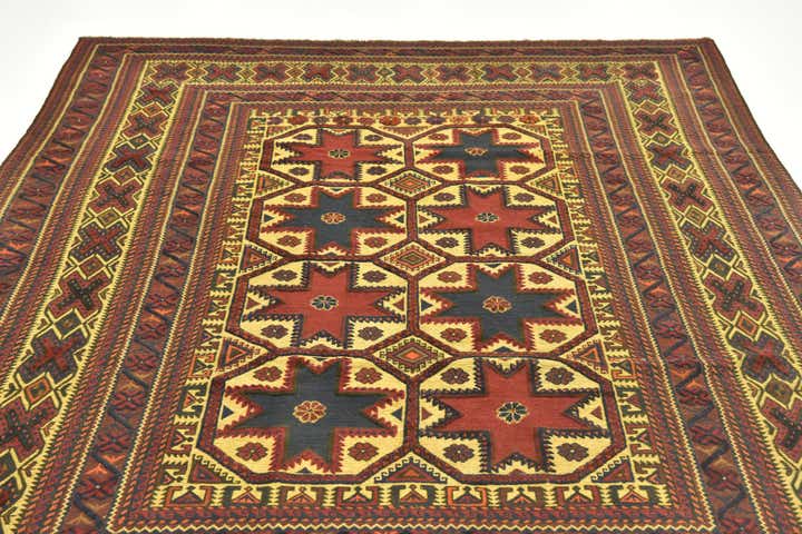 6' 4 x 8' 10 Hand Knotted Sumak Wool Rug