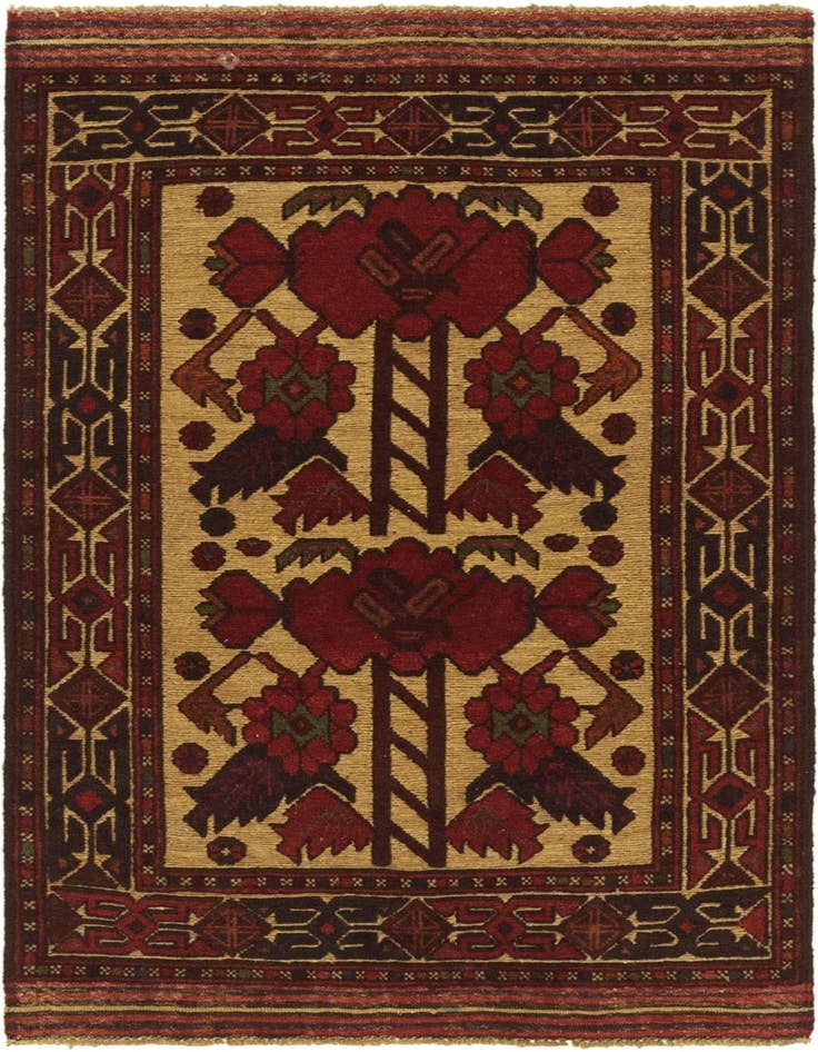 Detail image of 2' 10 x 4' 9 Hand Knotted Sumak Wool Rug