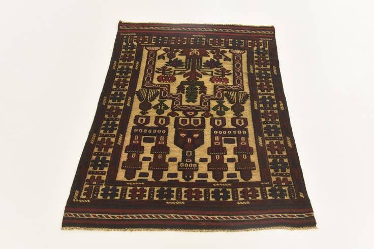 Detail image of 2' 10 x 4' Hand Knotted Sumak Wool Rug