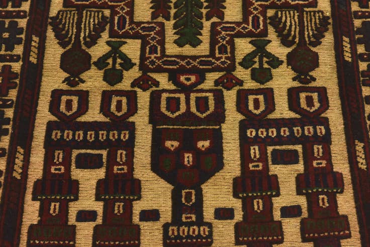 Detail image of 2' 10 x 4' Hand Knotted Sumak Wool Rug