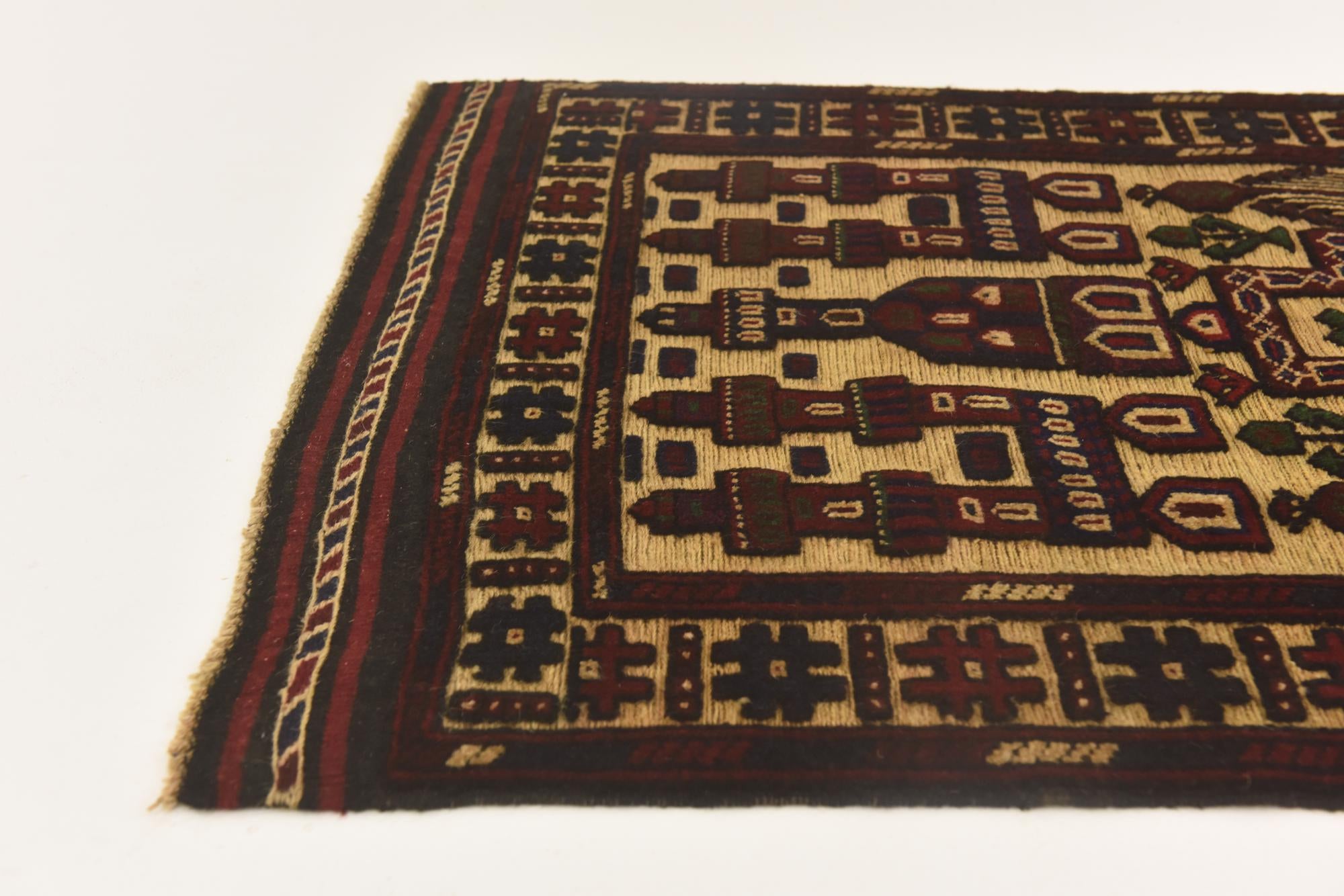 2' 10 x 4' Hand Knotted Sumak Wool Rug