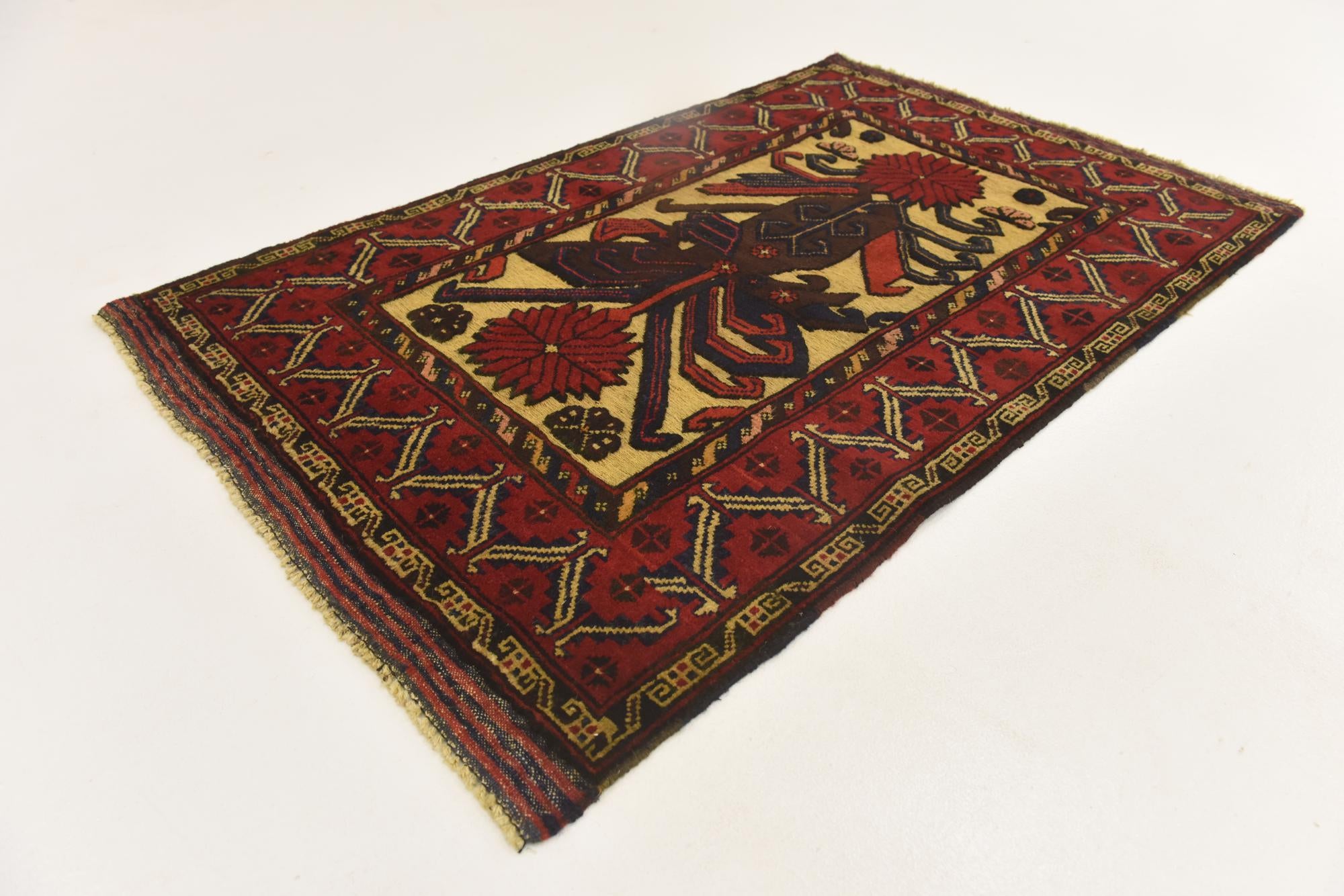3' x 4' 7 Hand Knotted Sumak Wool Rug