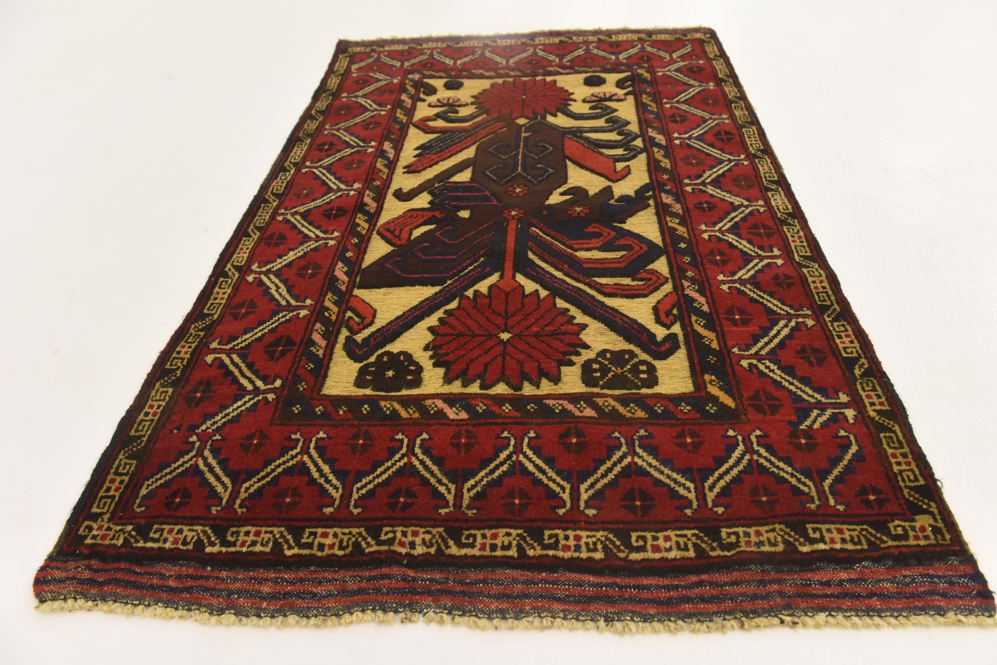 3' x 4' 7 Hand Knotted Sumak Wool Rug