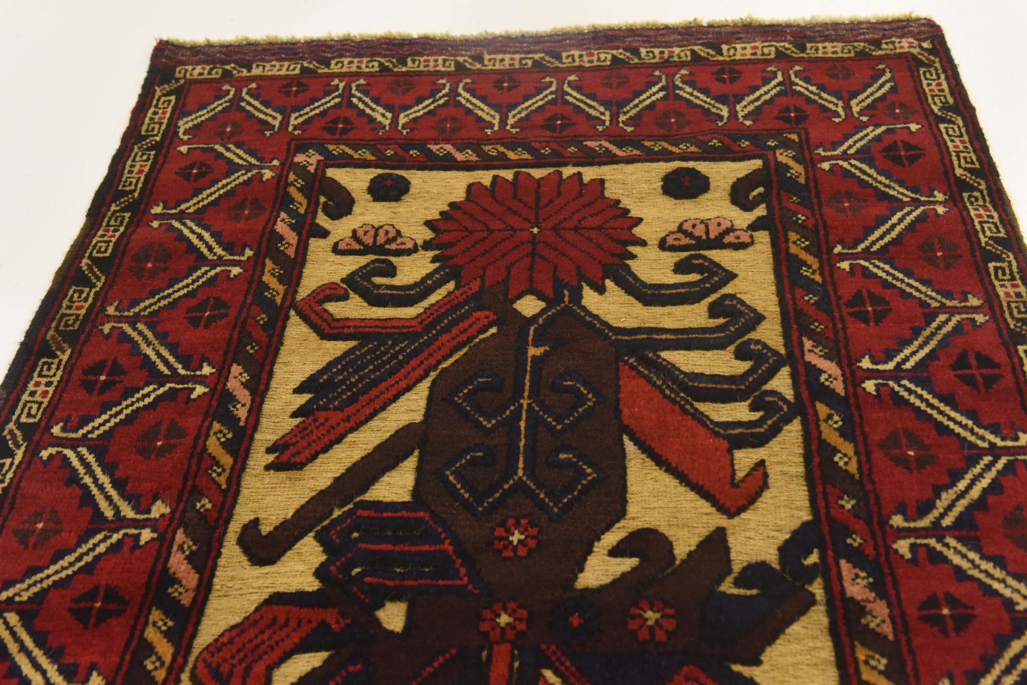 3' x 4' 7 Hand Knotted Sumak Wool Rug