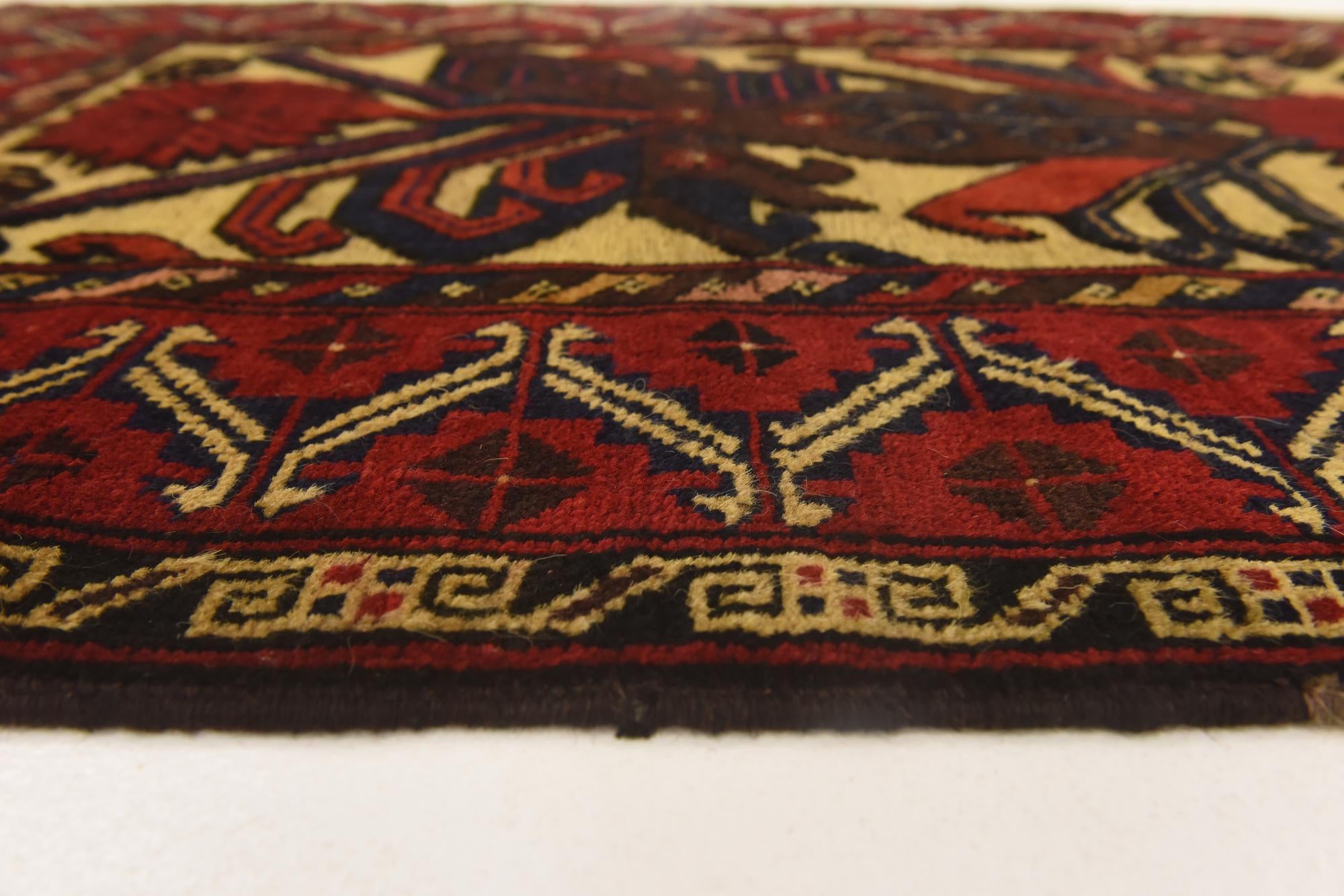 3' x 4' 7 Hand Knotted Sumak Wool Rug