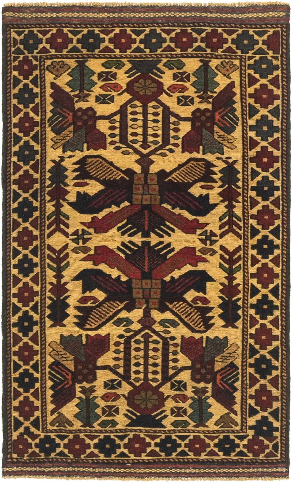 2' 9 x 4' 8 Hand Knotted Sumak Wool Rug