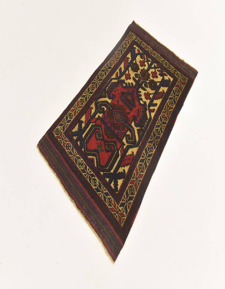 Detail image of 2' 9 x 4' 6 Hand Knotted Sumak Wool Rug