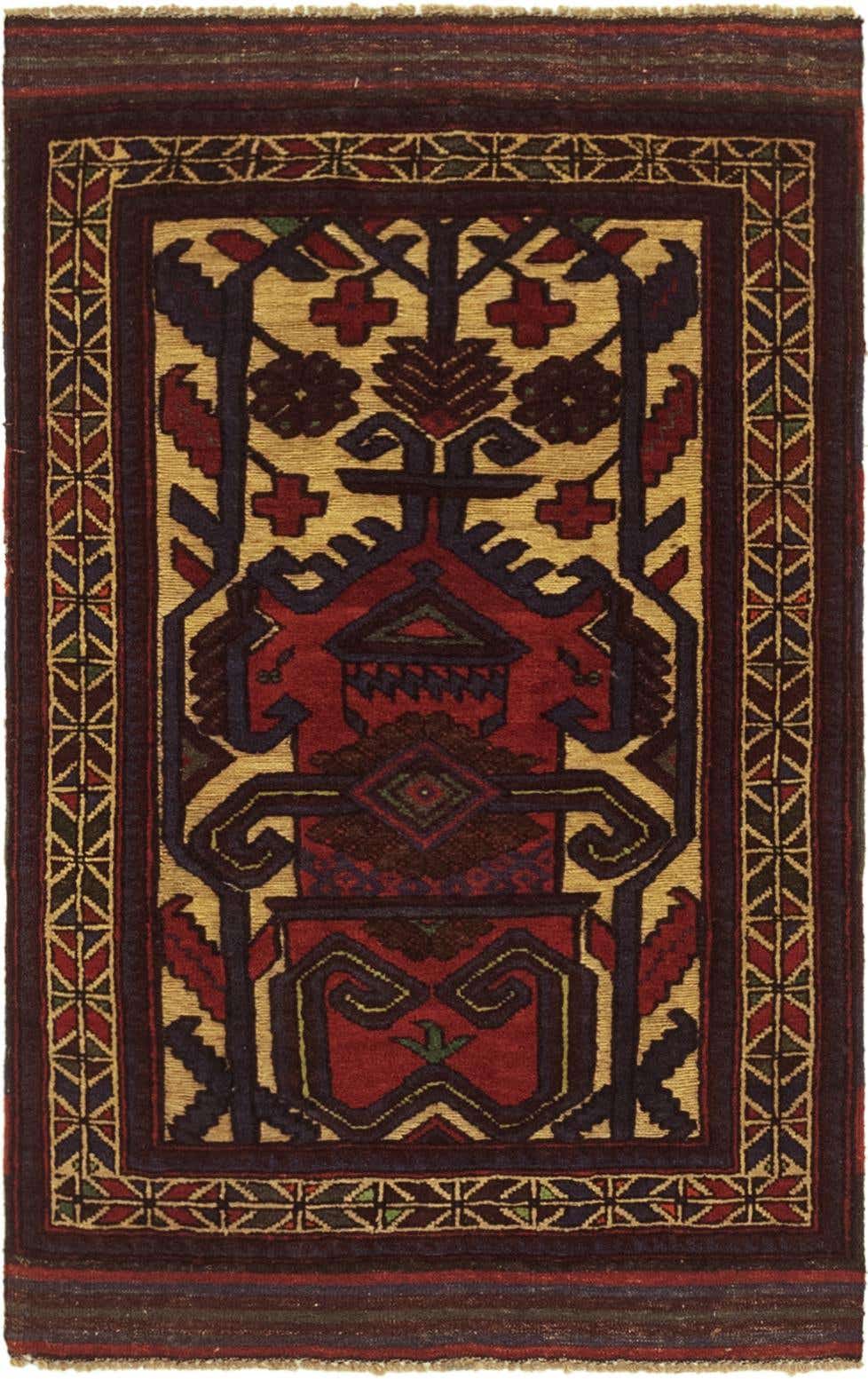 2' 9 x 4' 6 Hand Knotted Sumak Wool Rug