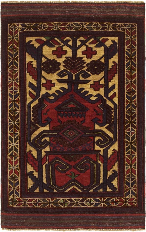 Detail image of 2' 9 x 4' 6 Hand Knotted Sumak Wool Rug