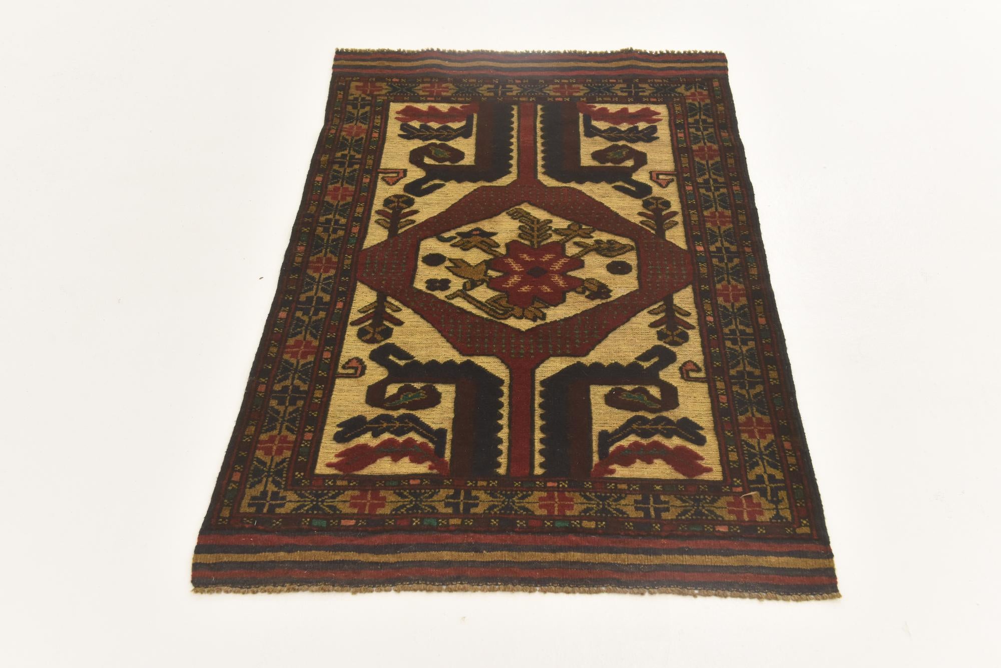 3' x 4' 7 Hand Knotted Sumak Wool Rug