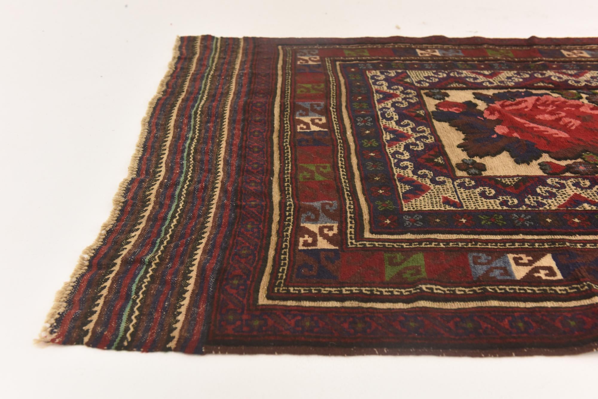 3' 10 x 6' 8 Hand Knotted Sumak Wool Rug