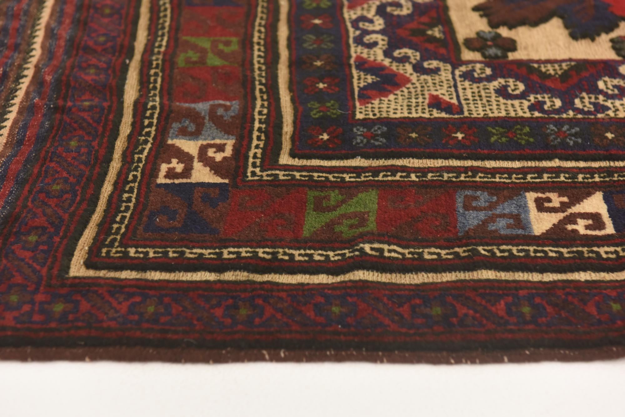 3' 10 x 6' 8 Hand Knotted Sumak Wool Rug