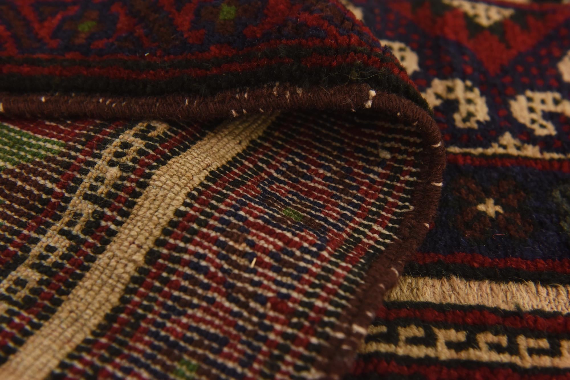 3' 10 x 6' 8 Hand Knotted Sumak Wool Rug