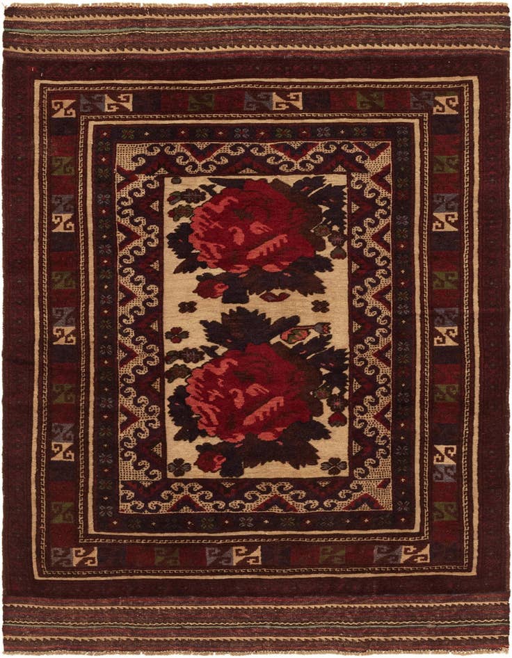 Detail image of 3' 10 x 6' 8 Hand Knotted Sumak Wool Rug
