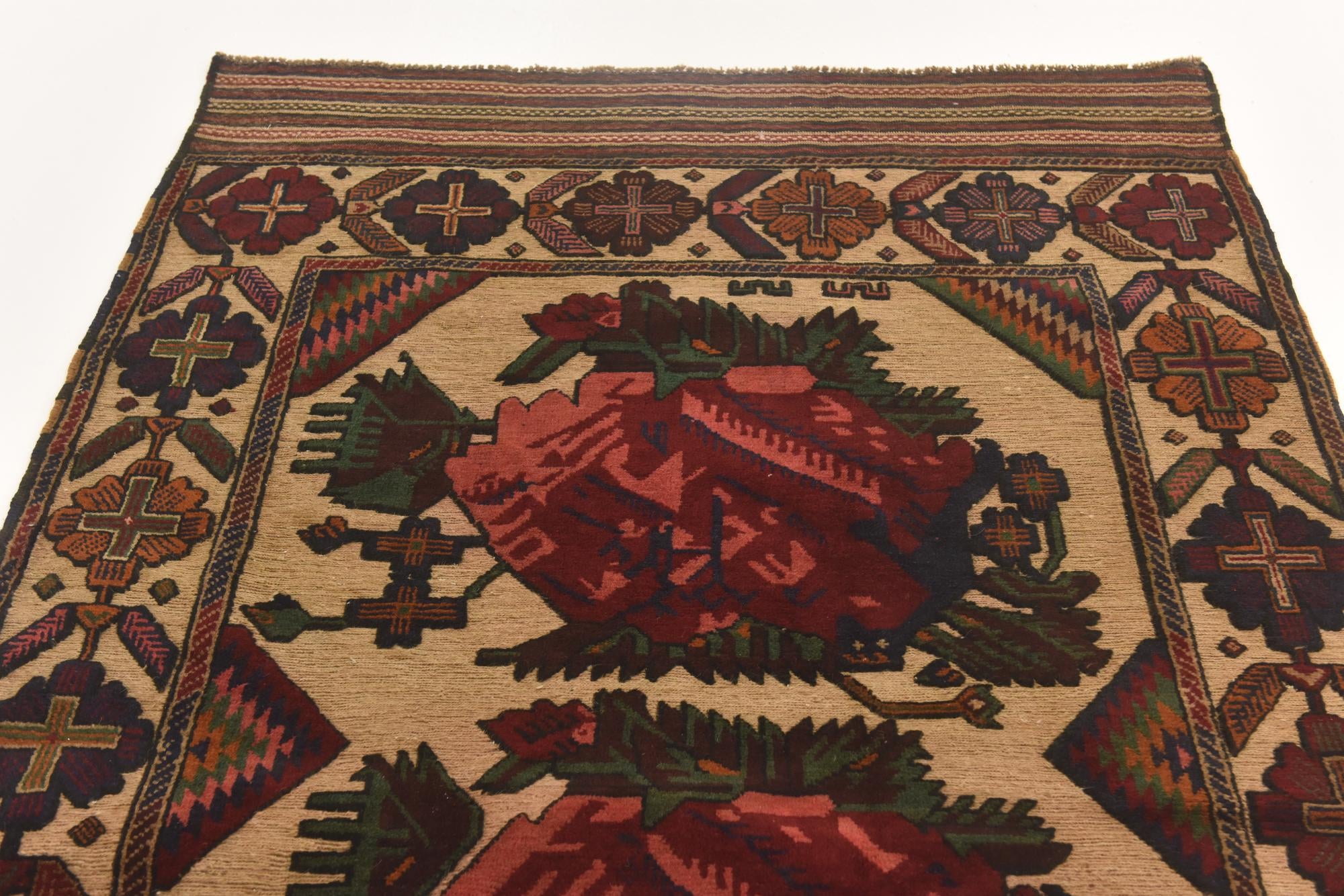 4' 6 x 6' 8 Hand Knotted Sumak Wool Rug