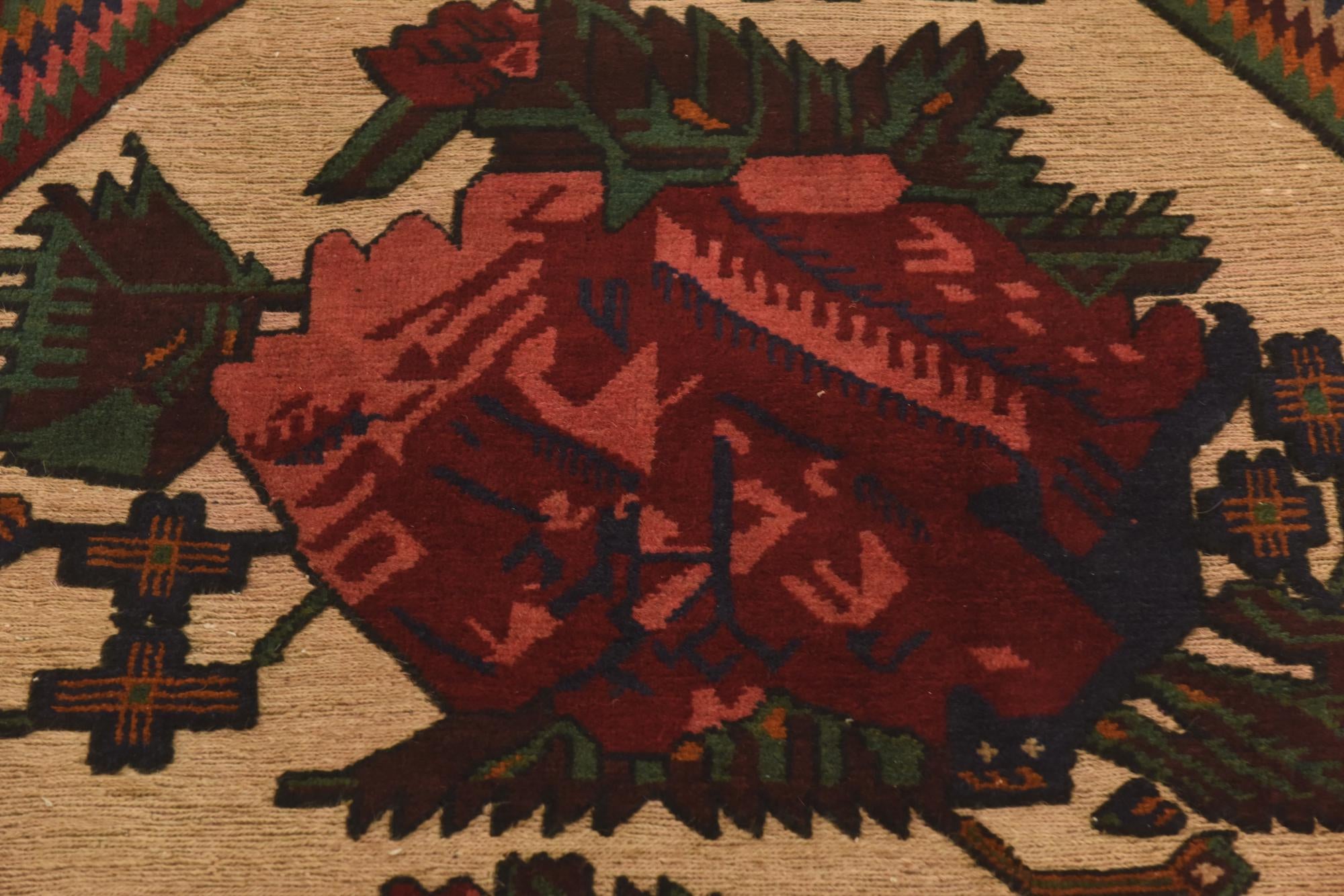 4' 6 x 6' 8 Hand Knotted Sumak Wool Rug