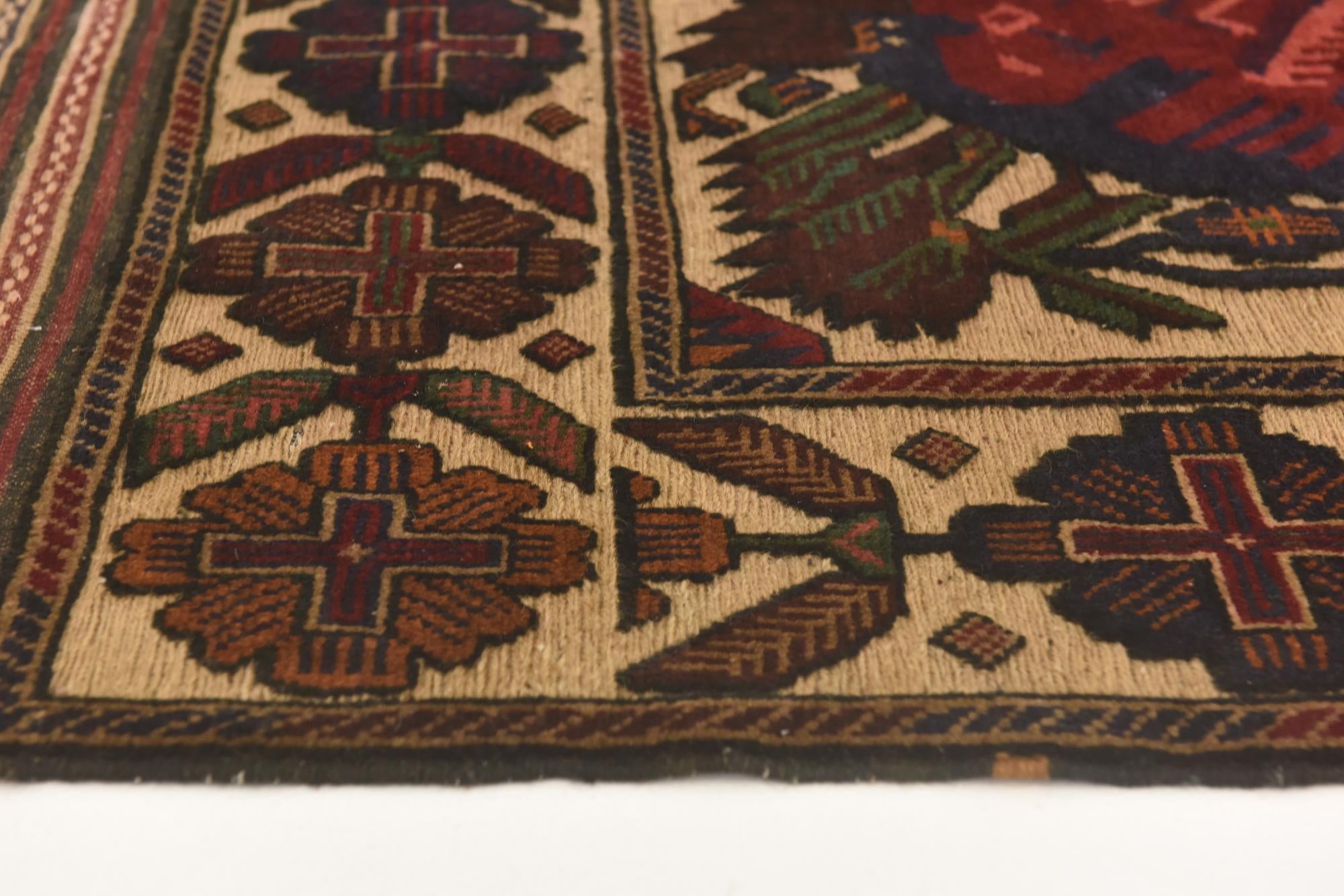 4' 6 x 6' 8 Hand Knotted Sumak Wool Rug