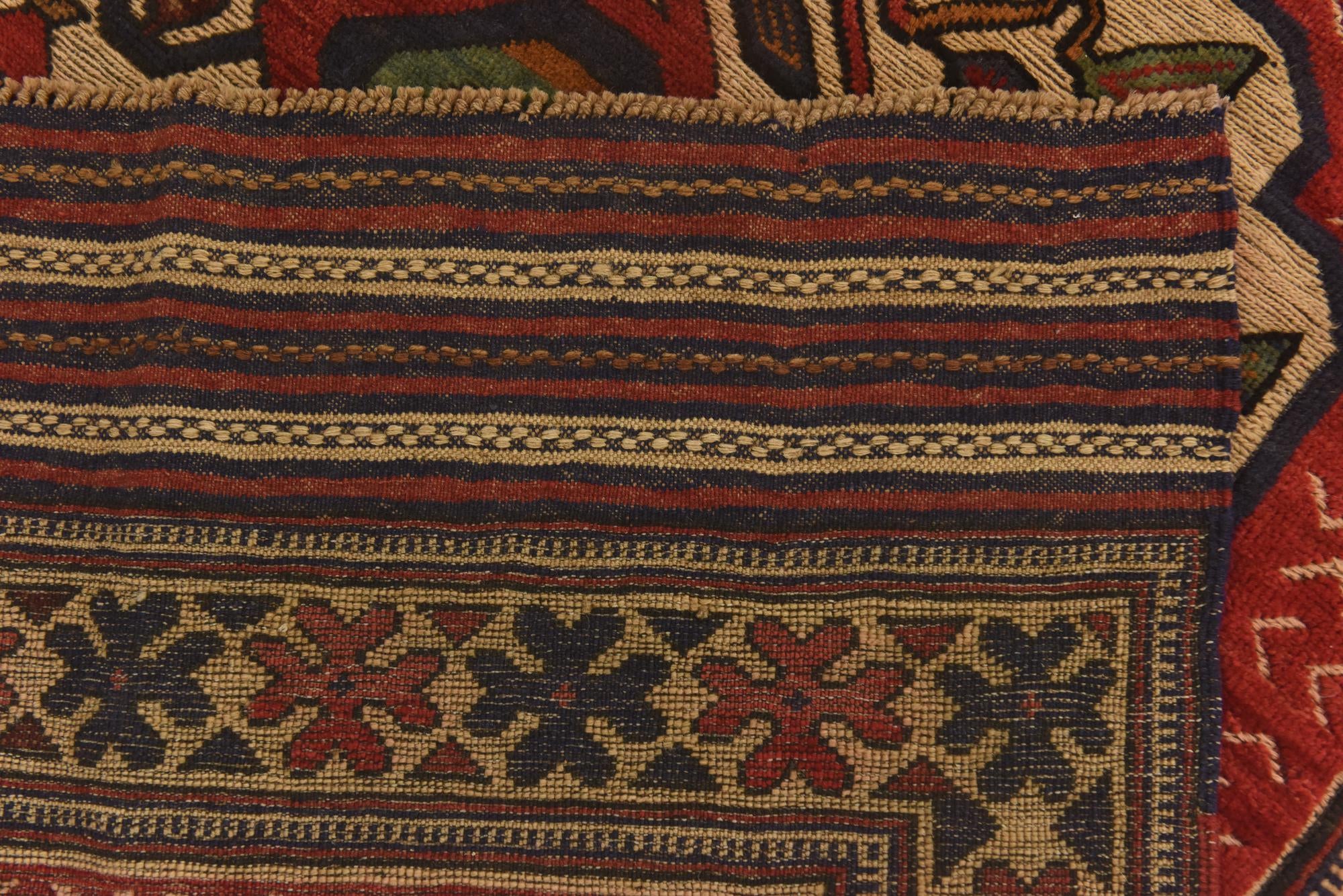 4' 2 x 6' 3 Hand Knotted Sumak Wool Rug