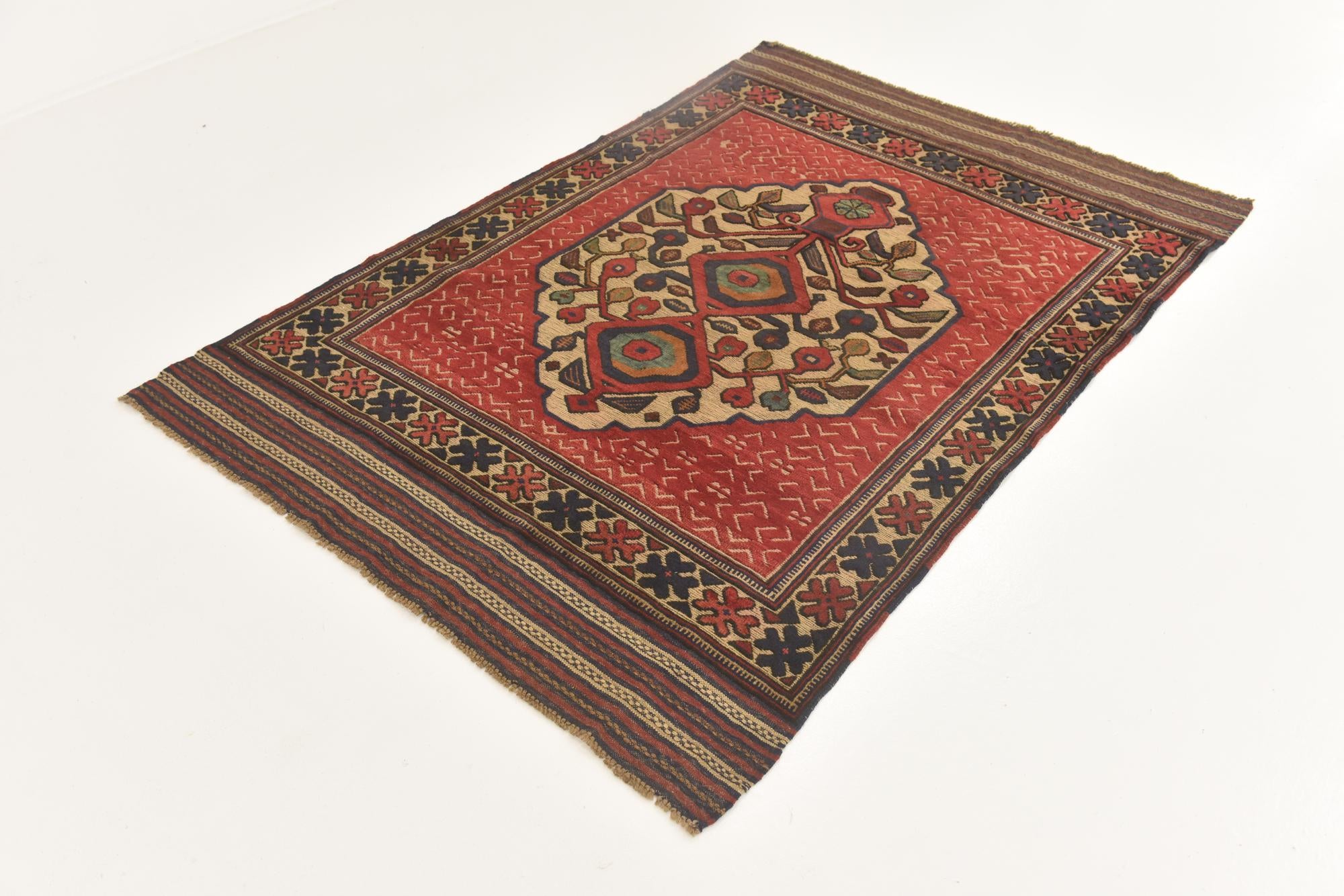 4' 2 x 6' 3 Hand Knotted Sumak Wool Rug