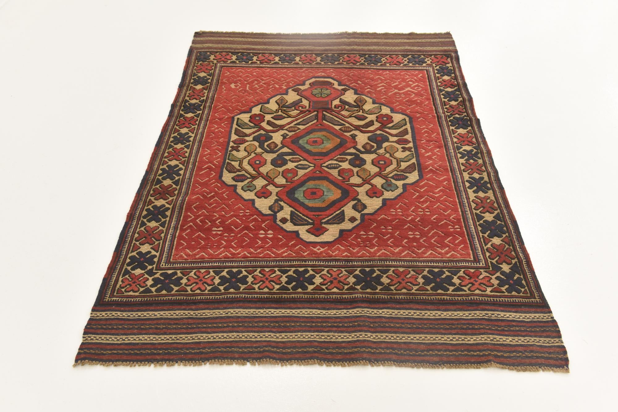 4' 2 x 6' 3 Hand Knotted Sumak Wool Rug