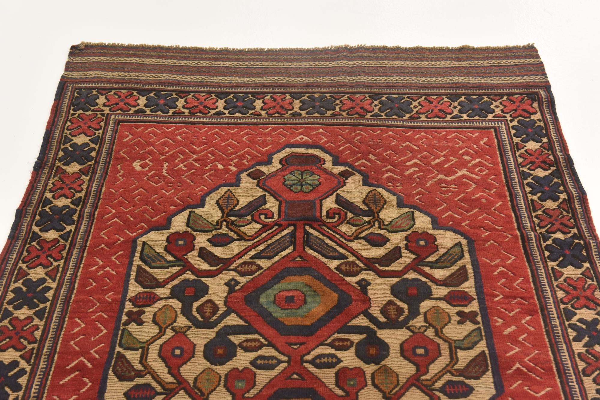 4' 2 x 6' 3 Hand Knotted Sumak Wool Rug