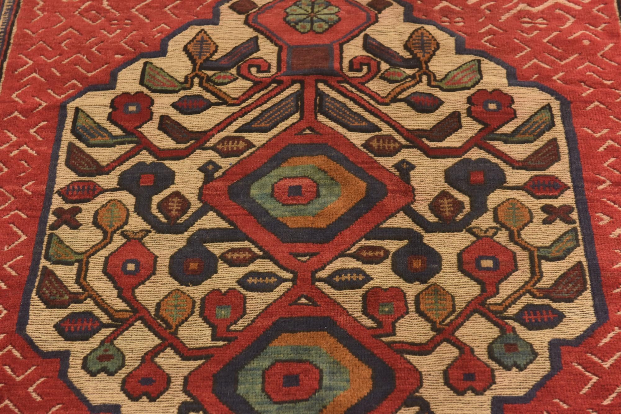 4' 2 x 6' 3 Hand Knotted Sumak Wool Rug