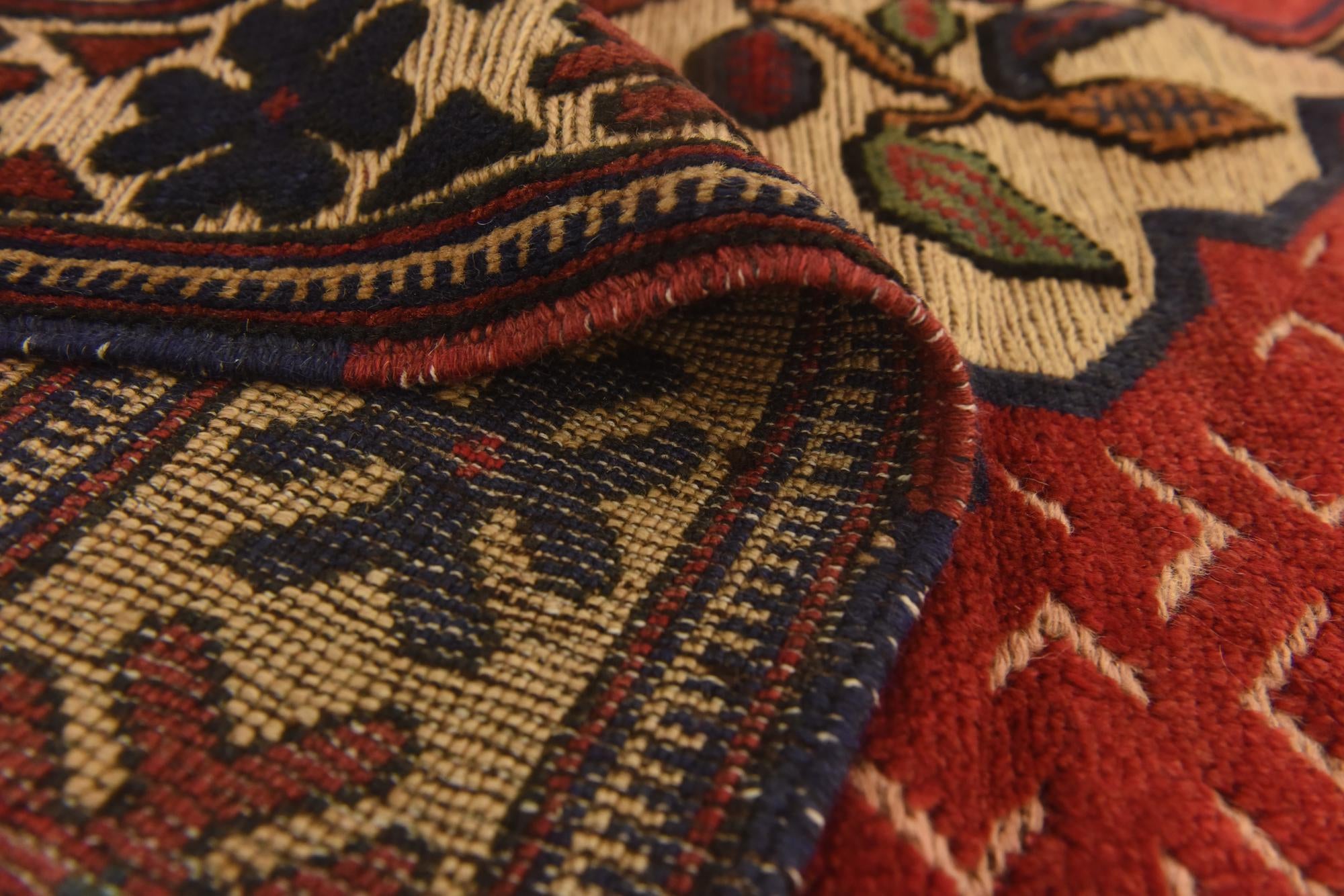 4' 2 x 6' 3 Hand Knotted Sumak Wool Rug