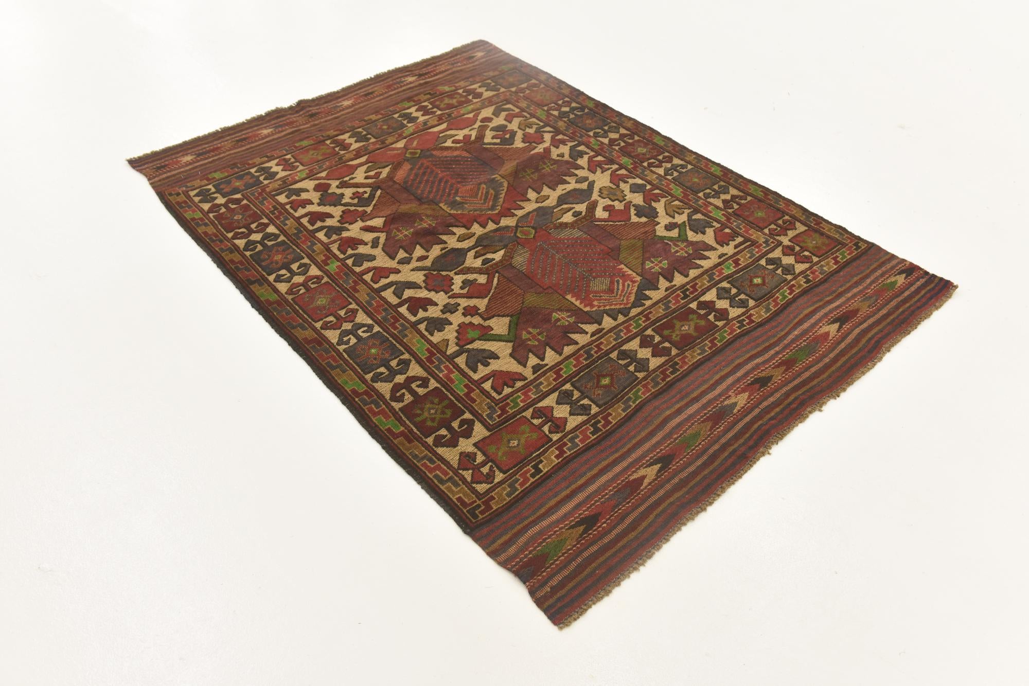 4' 1 x 5' 9 Hand Knotted Sumak Wool Rug