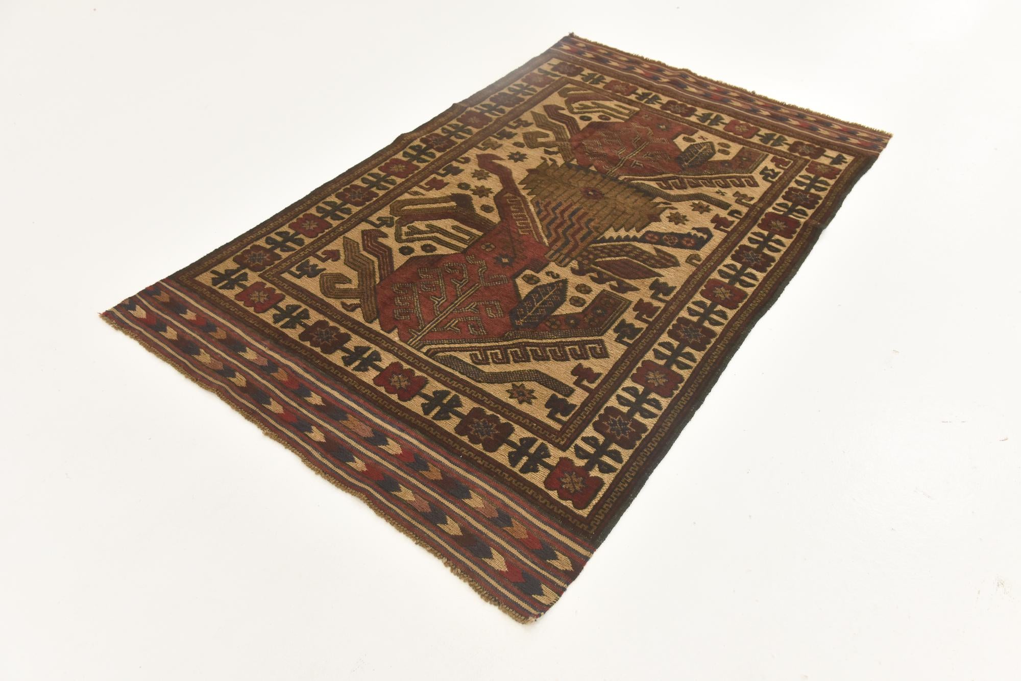 3' 9 x 6' 3 Hand Knotted Sumak Wool Rug