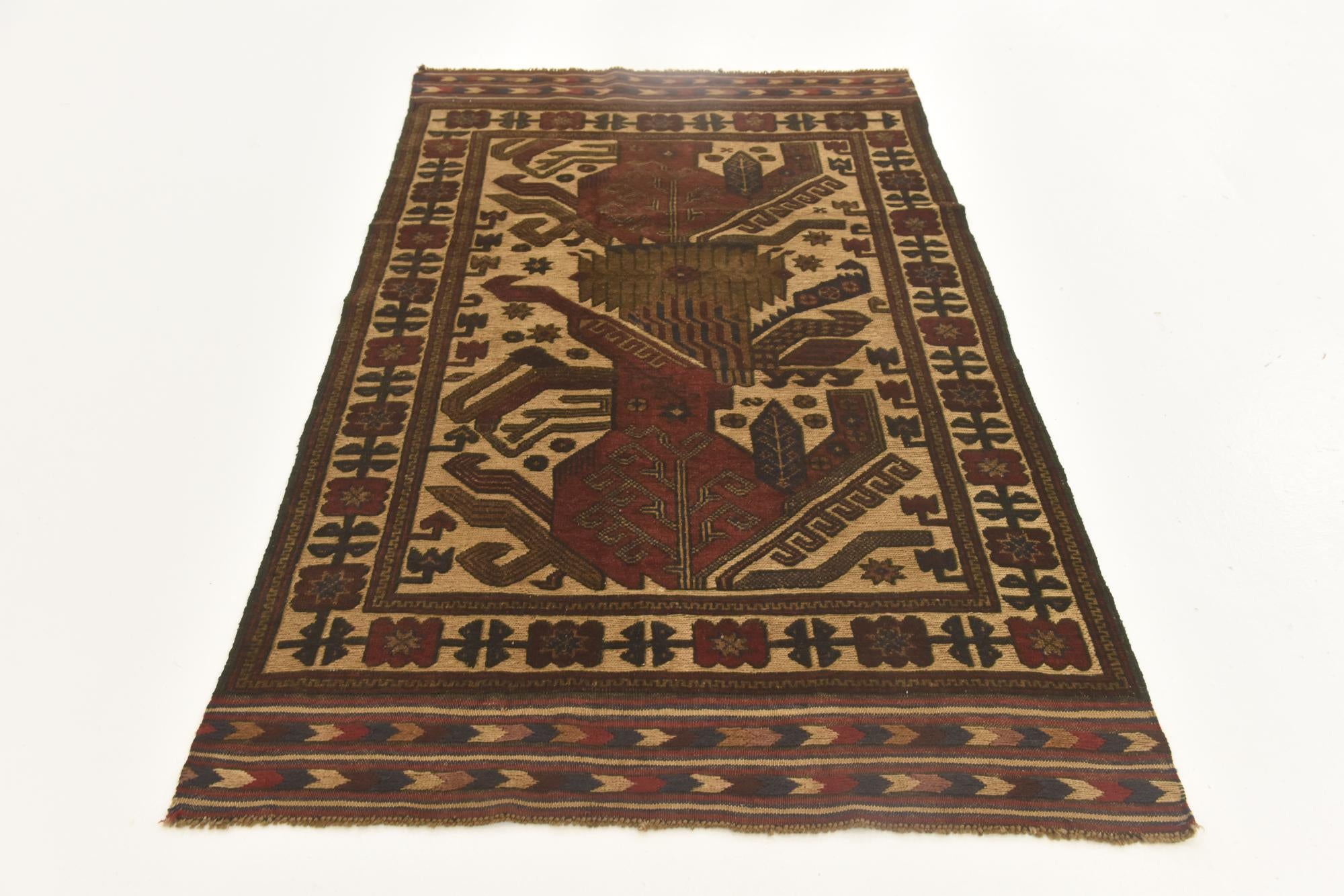 3' 9 x 6' 3 Hand Knotted Sumak Wool Rug