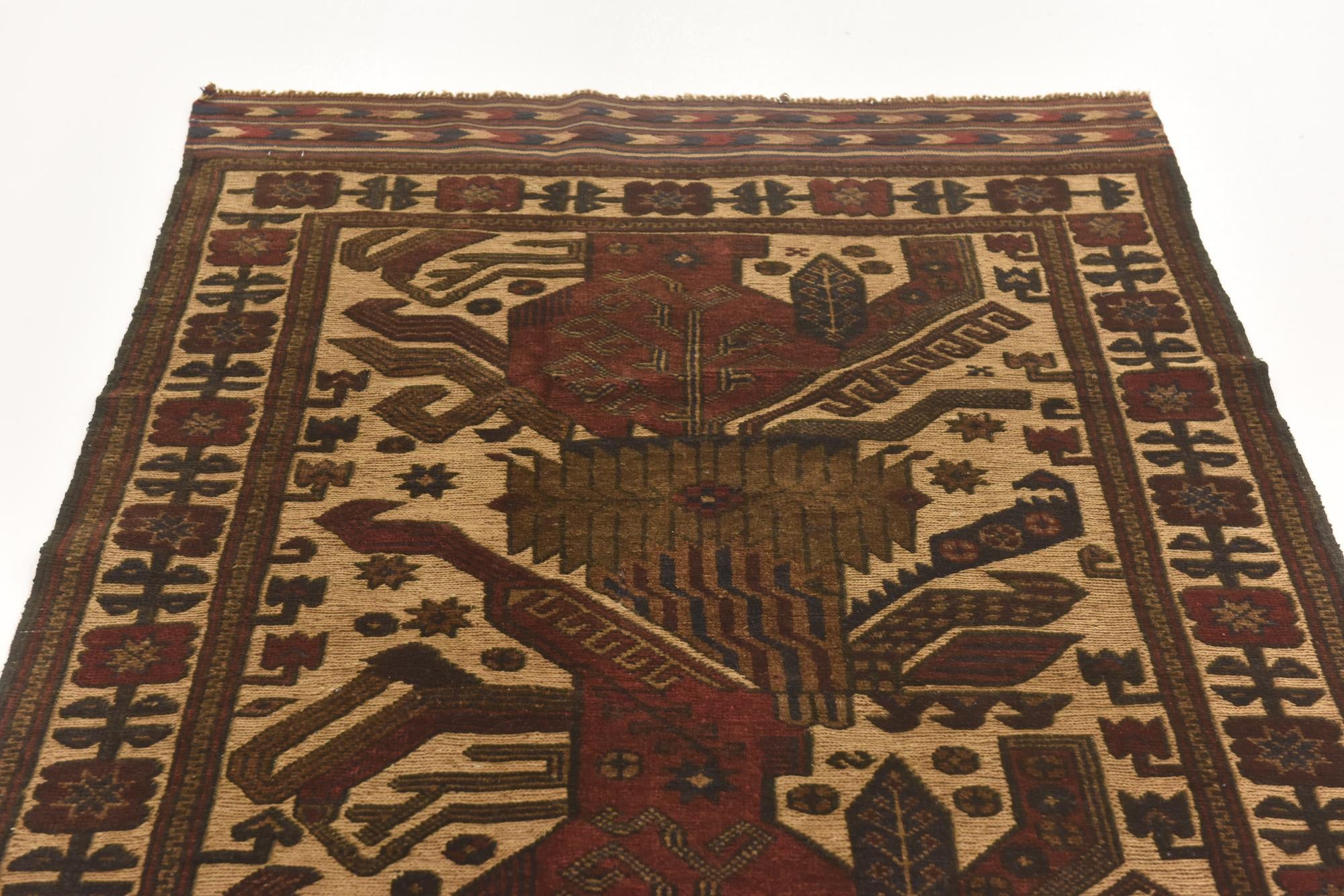 3' 9 x 6' 3 Hand Knotted Sumak Wool Rug