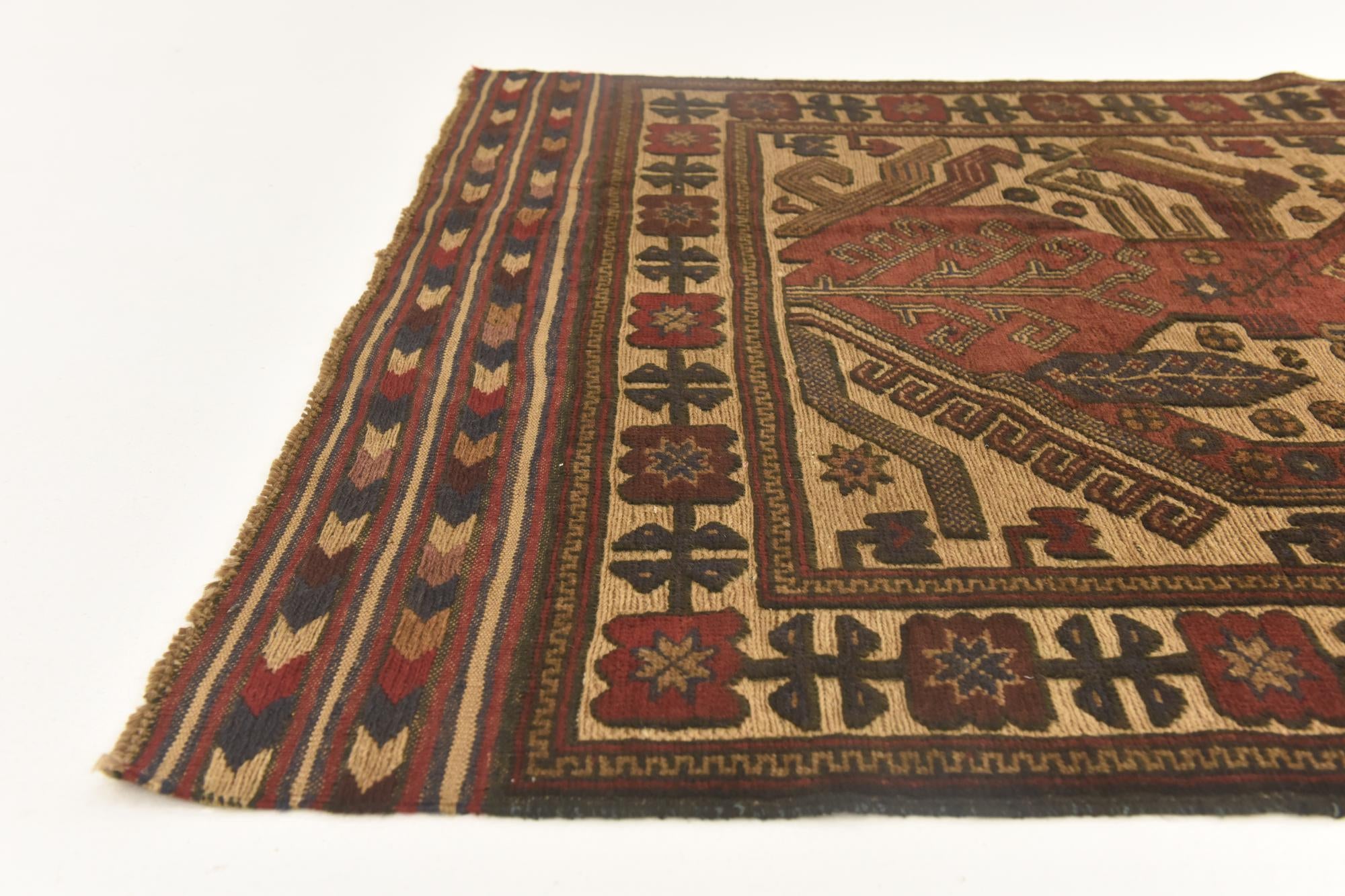 3' 9 x 6' 3 Hand Knotted Sumak Wool Rug