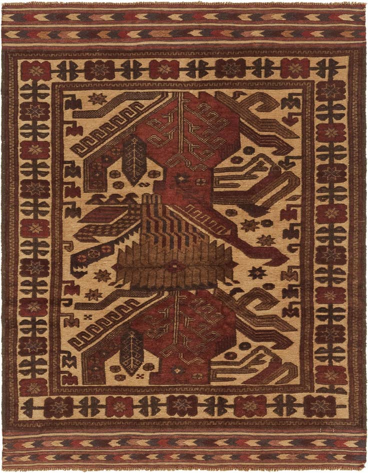 Detail image of 3' 9 x 6' 3 Hand Knotted Sumak Wool Rug