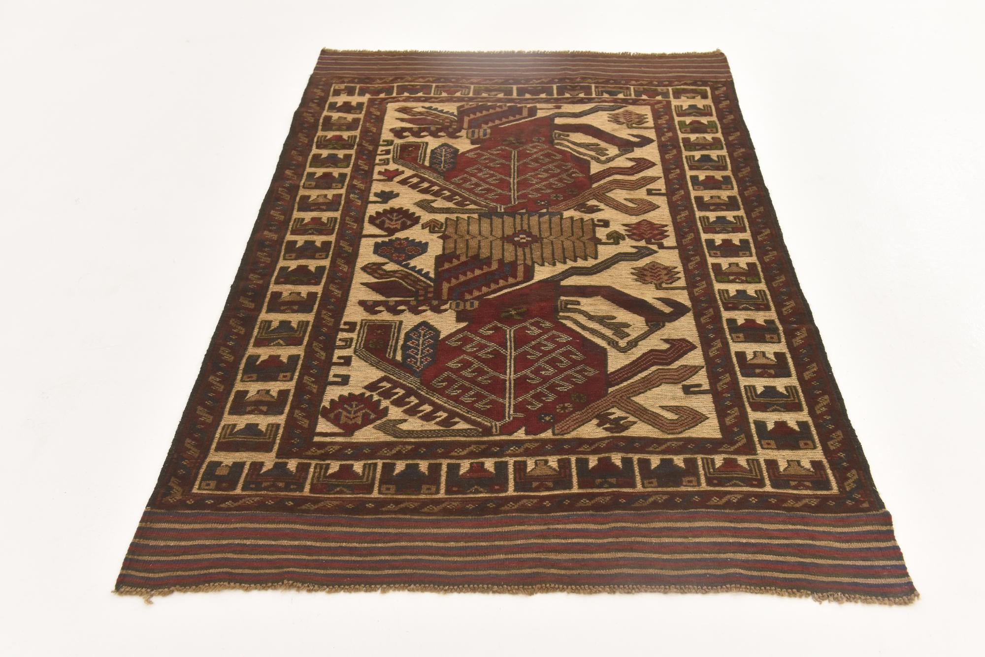 4' 1 x 6' 3 Hand Knotted Sumak Wool Rug