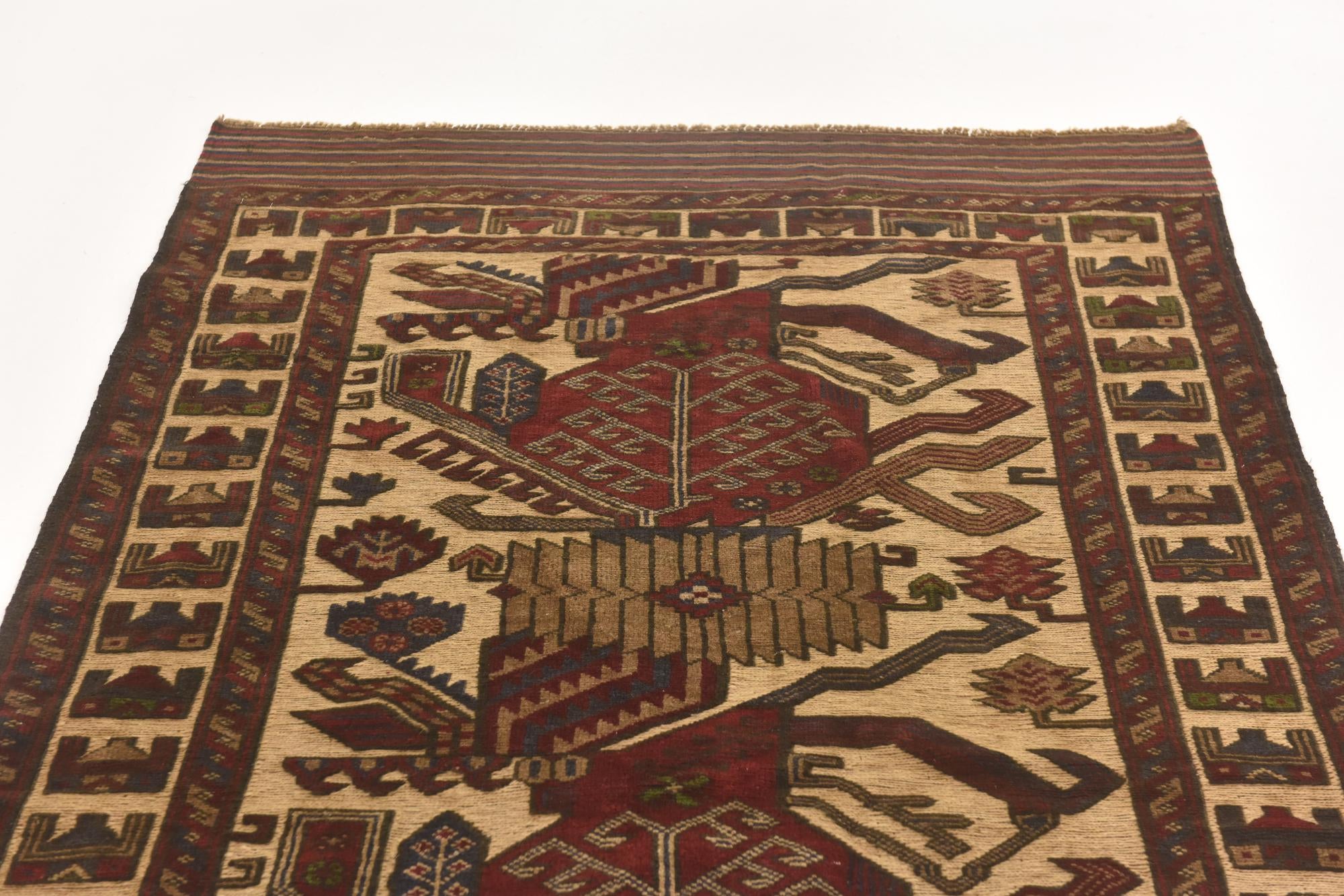 4' 1 x 6' 3 Hand Knotted Sumak Wool Rug