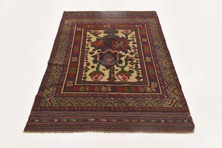 4' 2 x 6' Hand Knotted Sumak Wool Rug