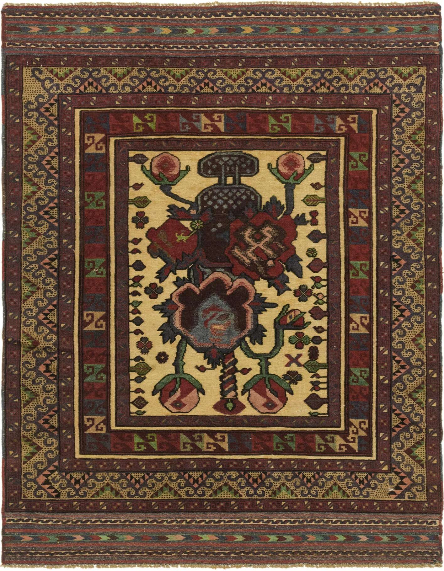 4' 2 x 6' Hand Knotted Sumak Wool Rug