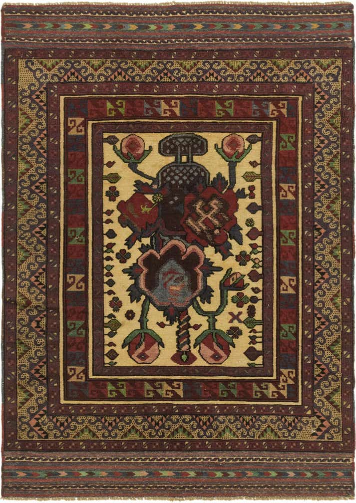 4' 2 x 6' Hand Knotted Sumak Wool Rug