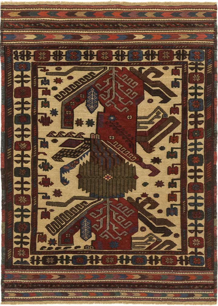 3' 10 x 6' 8 Hand Knotted Sumak Wool Rug