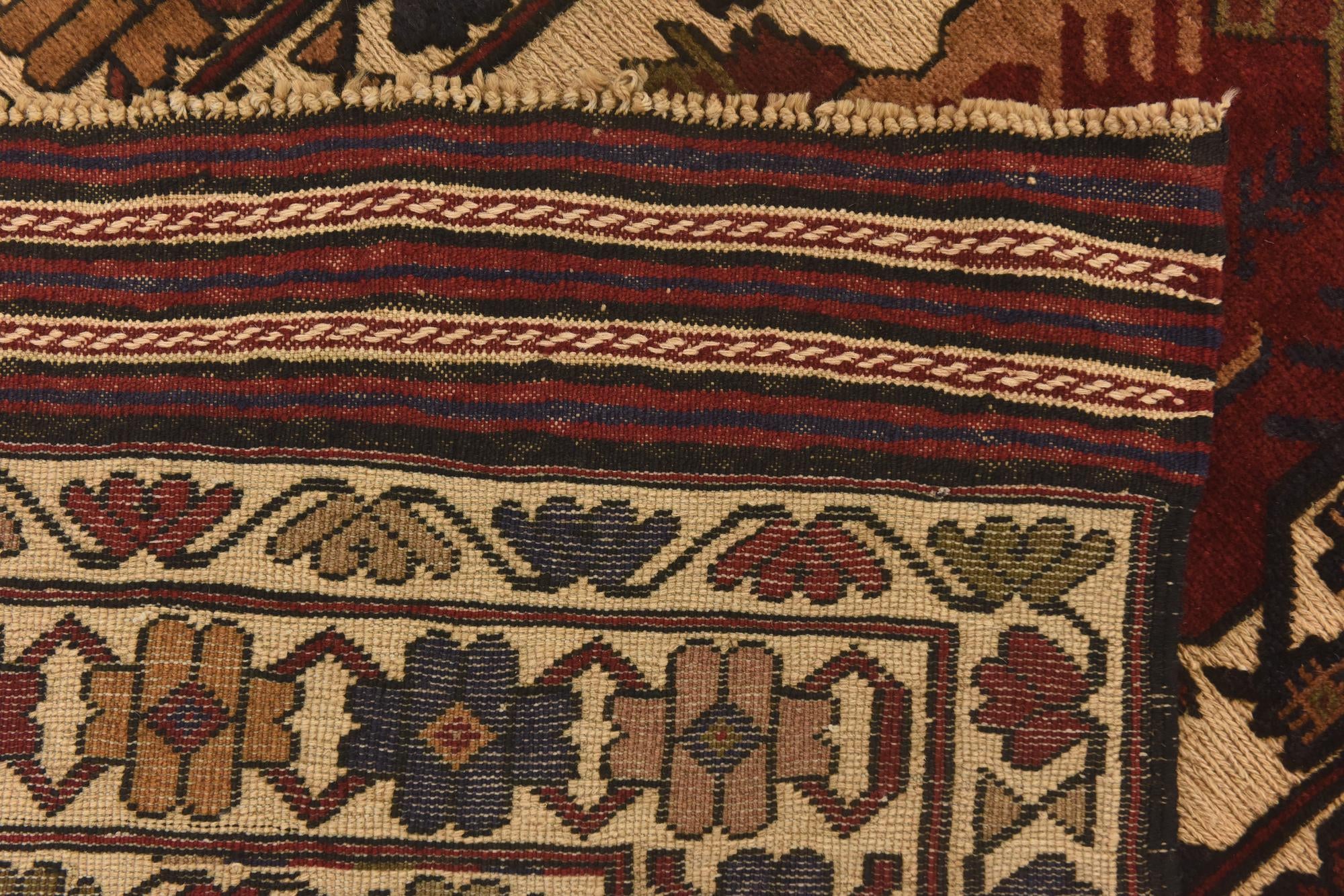 3' 9 x 6' 4 Hand Knotted Sumak Wool Rug
