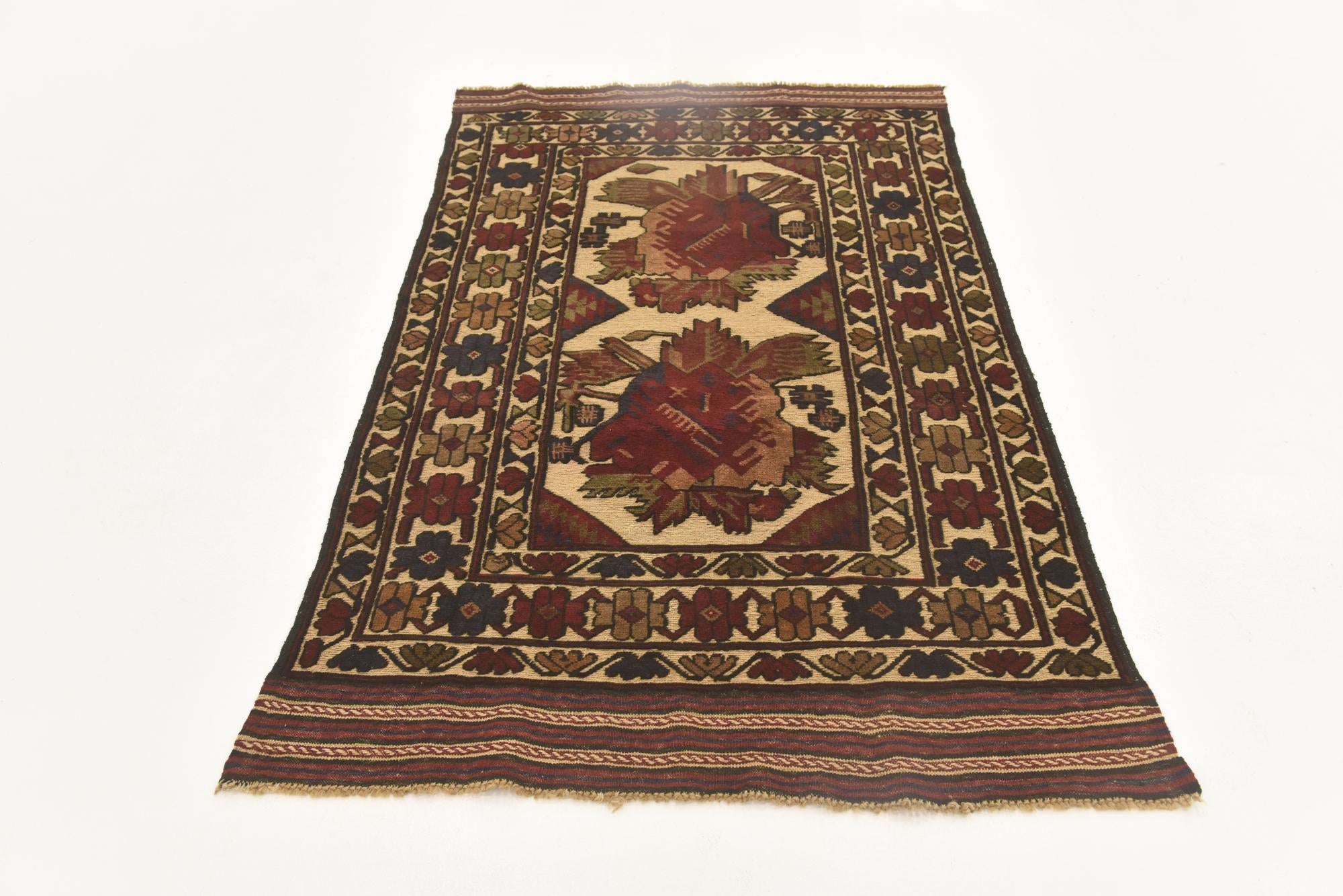 3' 9 x 6' 4 Hand Knotted Sumak Wool Rug