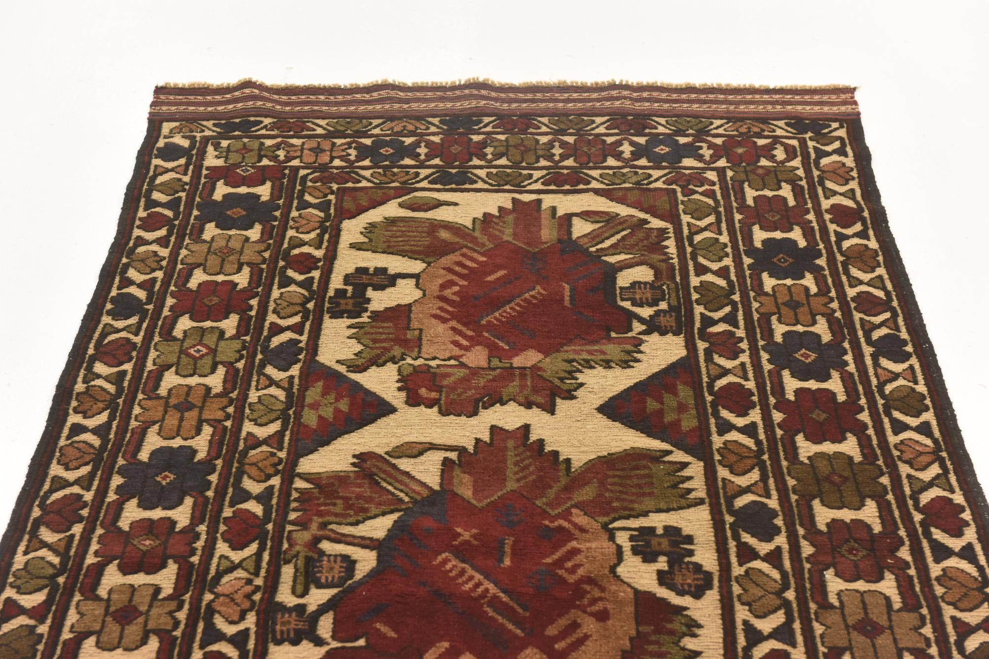 3' 9 x 6' 4 Hand Knotted Sumak Wool Rug