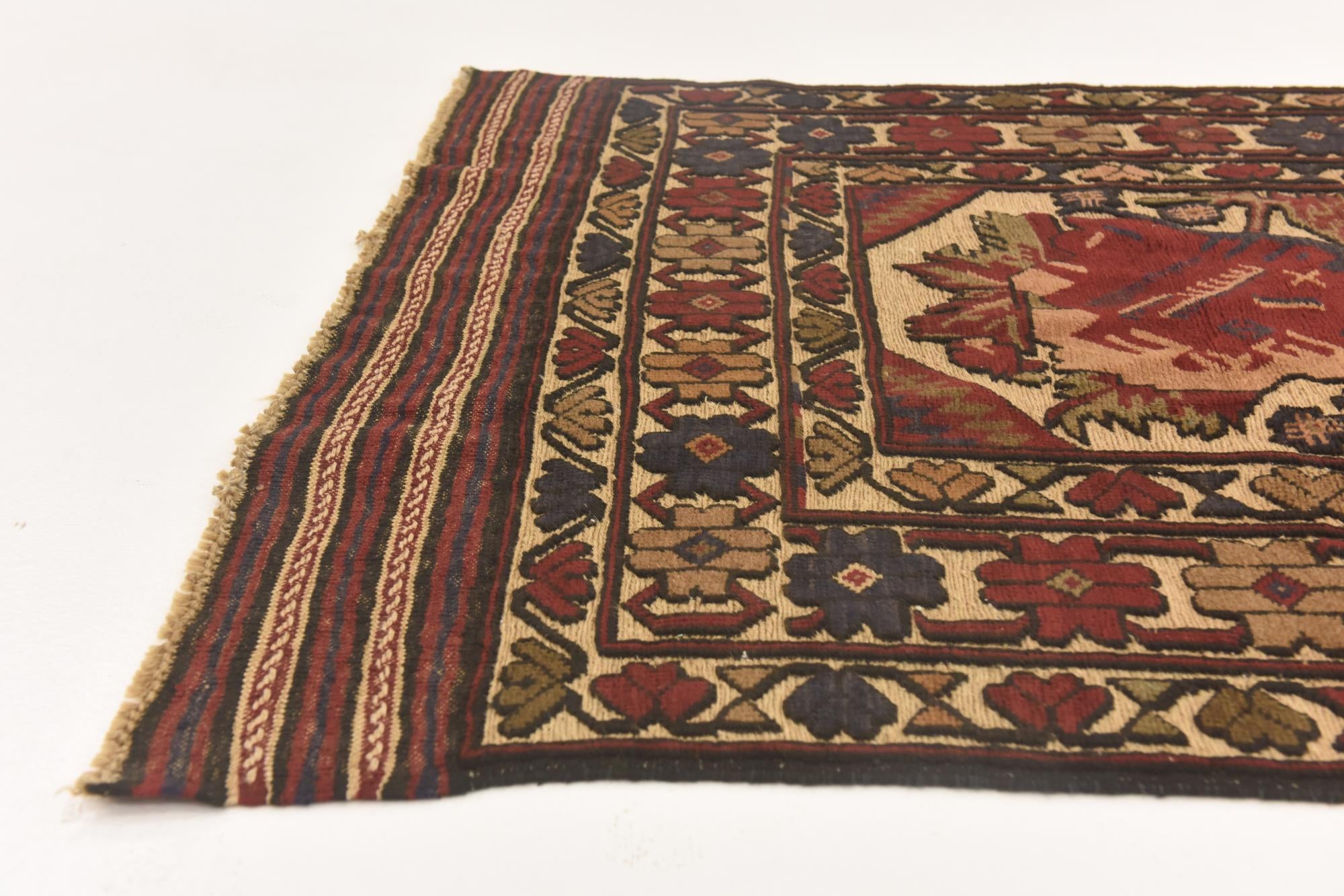 3' 9 x 6' 4 Hand Knotted Sumak Wool Rug