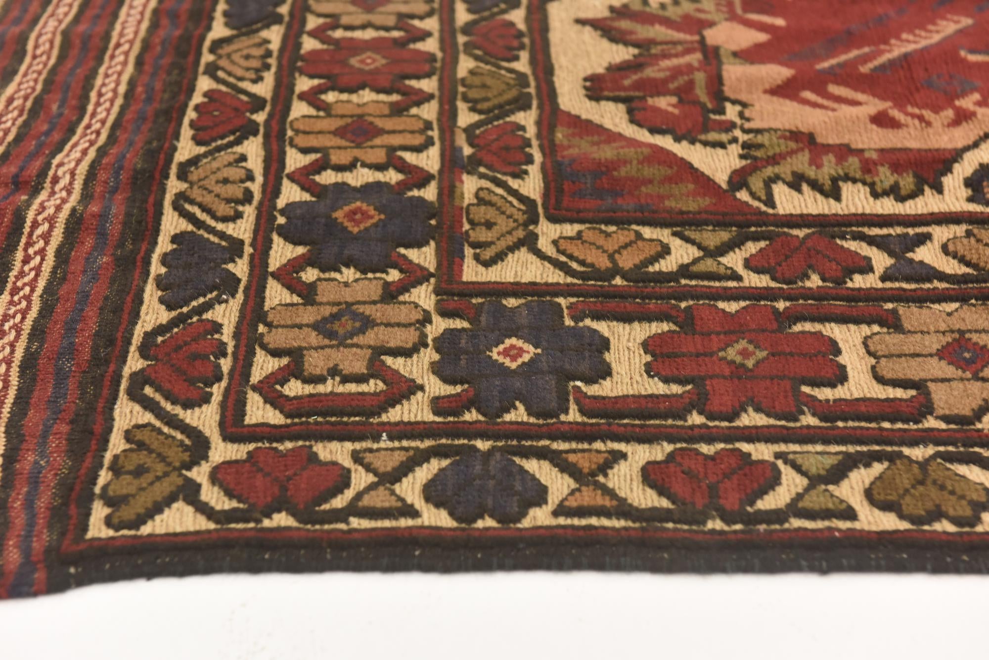 3' 9 x 6' 4 Hand Knotted Sumak Wool Rug