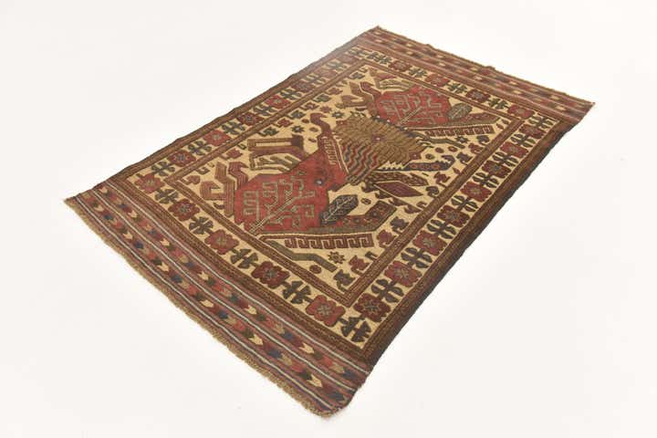 3' 11 x 6' 3 Hand Knotted Sumak Wool Rug