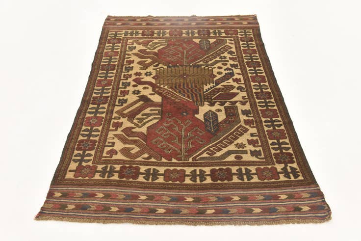 Detail image of 3' 11 x 6' 3 Hand Knotted Sumak Wool Rug