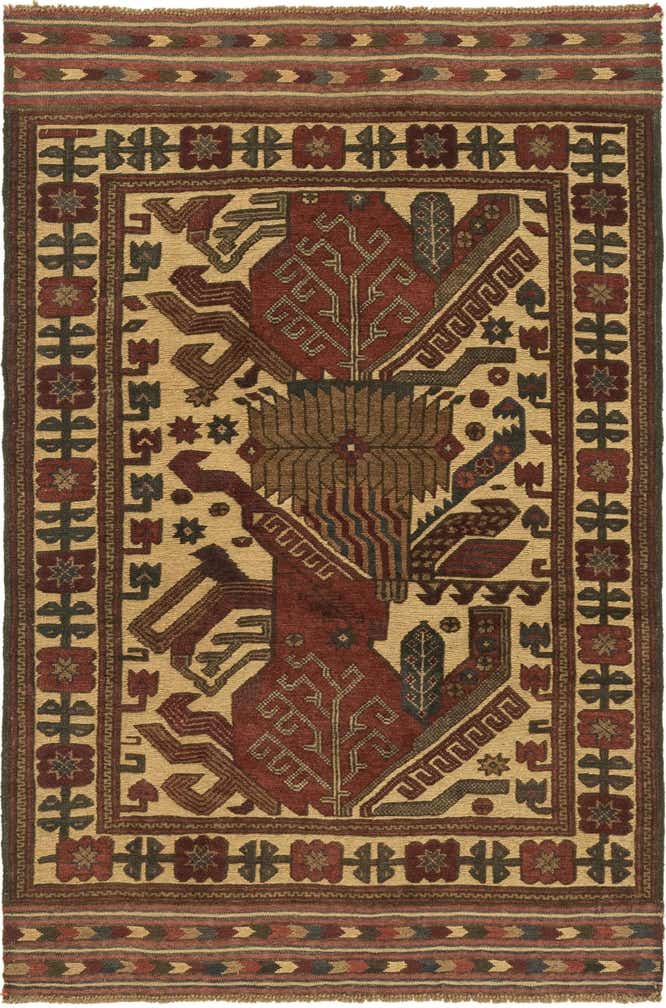 3' 11 x 6' 3 Hand Knotted Sumak Wool Rug