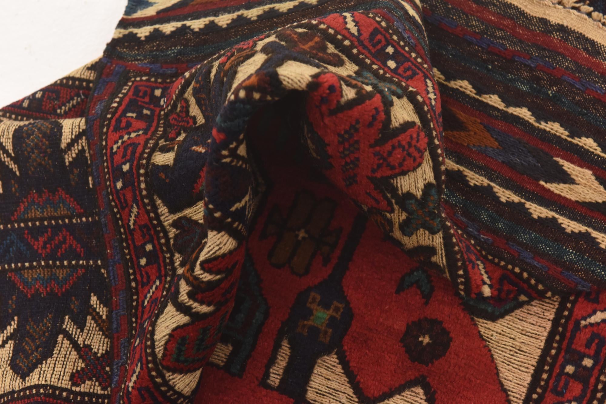 4' 2 x 6' 3 Hand Knotted Sumak Wool Rug